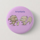 Cute funny squirrels cartoon illustration button (Vorderseite)