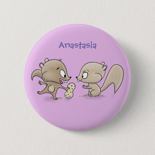 Cute funny squirrels cartoon illustration button (Vorderseite)