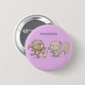 Cute funny squirrels cartoon illustration button (Vorne & Hinten)
