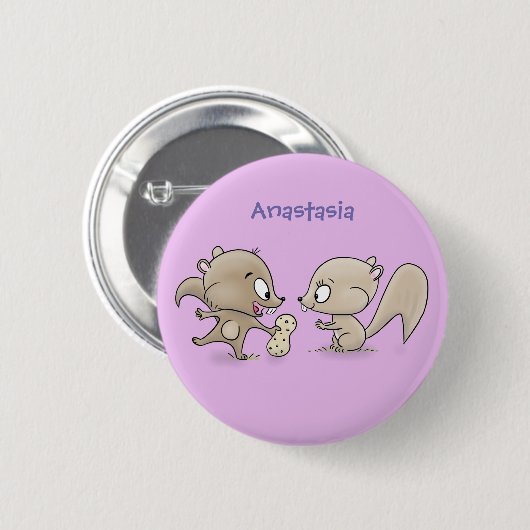 Cute funny squirrels cartoon illustration button (Vorne & Hinten)