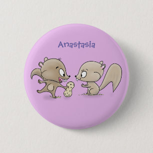 Cute funny squirrels cartoon illustration button
