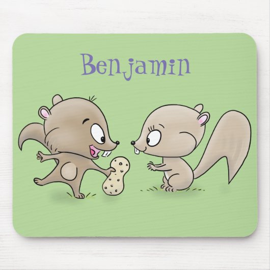 Cute funny squirrels cartoon illustration mousepad (Vorne)