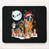Cute Funny Tbull Christmas Lights Santa Hat Holida Mousepad (Vorne)