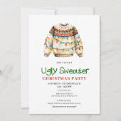 Cute Funny Ugly Sweater Xmas Party Invitation Einladung (Vorderseite)