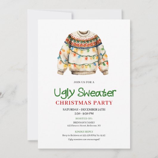 Cute Funny Ugly Sweater Xmas Party Invitation Einladung (Vorderseite)