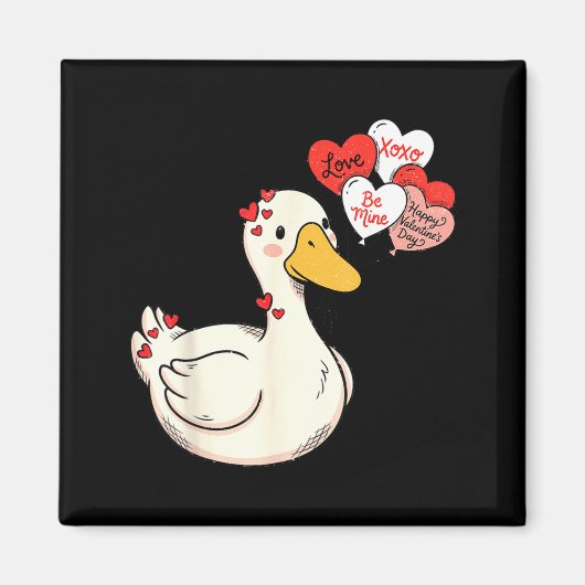 Cute Funny Valentine Silly Gooses Duck Love Matchi Magnet (Vorne)
