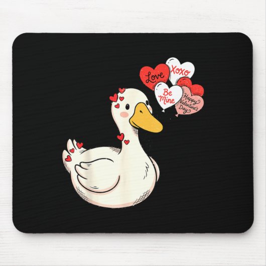 Cute Funny Valentine Silly Gooses Duck Love Matchi Mousepad (Vorne)