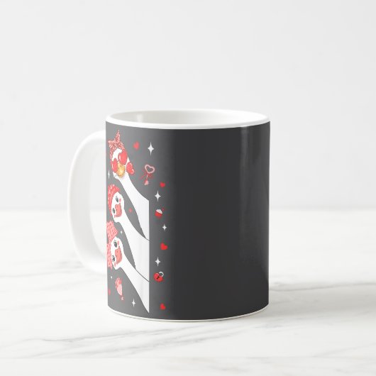 Cute Funny Valentine Silly Gooses Heart Love Match Kaffeetasse (Vorderseite Links)