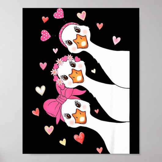 Cute Funny Valentine Silly Gooses Heart Love Match Poster (Vorne)