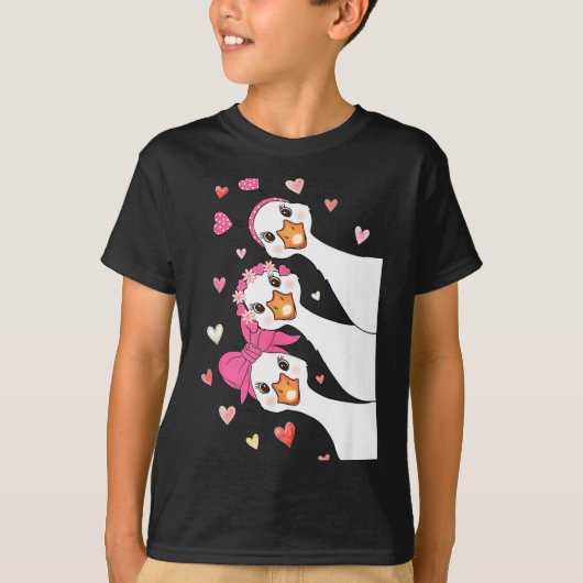 Cute Funny Valentine Silly Gooses Heart Love Match T-Shirt (Vorderseite)