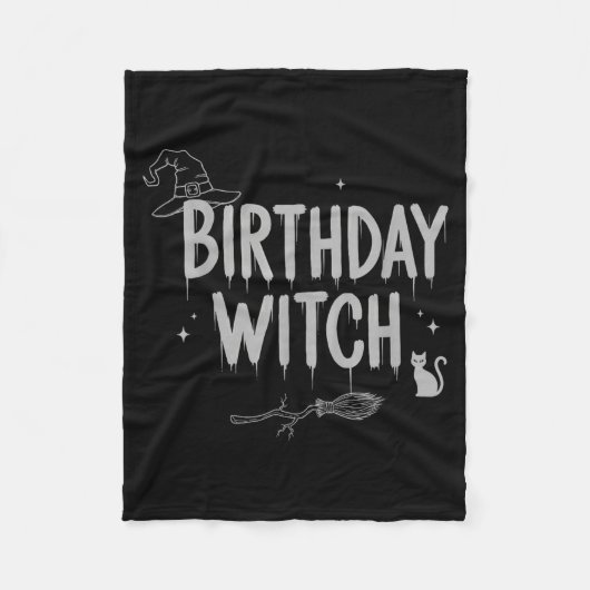 Cute Funny Witch Witchy Birthday Witches Happy Wom Fleecedecke (Vorderseite)