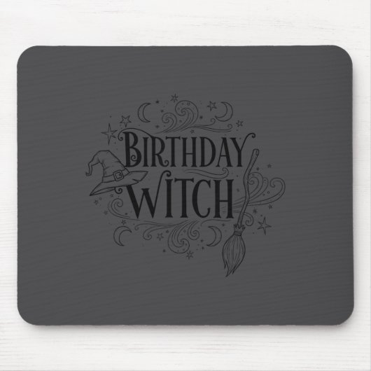 Cute Funny Witch Witchy Birthday Witches Happy Wom Mousepad (Vorne)