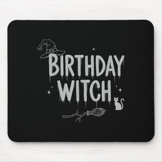 Cute Funny Witch Witchy Birthday Witches Happy Wom Mousepad (Vorne)