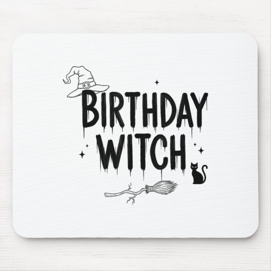 Cute Funny Witch Witchy Birthday Witches Happy Wom Mousepad (Vorne)