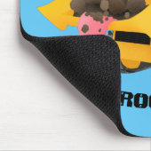 Cute funny yellow bulldozer cartoon character  mousepad (Ecke)