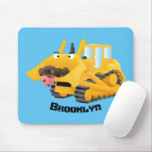 Cute funny yellow bulldozer cartoon character  mousepad (Mit Mouse)
