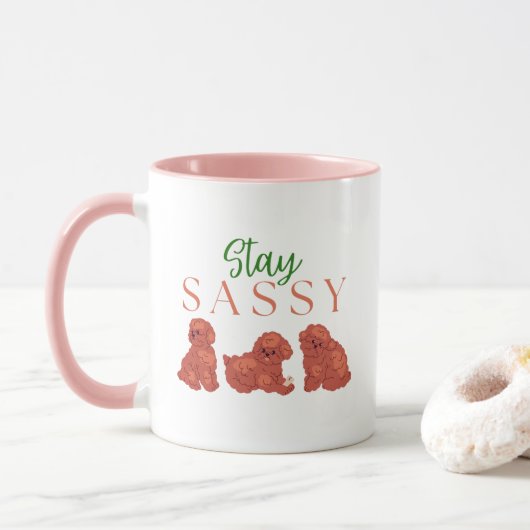 Cute furry puppy mug, Stay Sassy Tasse (Mit Donut)