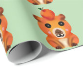 Cute Fuzzy Capybara with Orange | Kawaii Animal Ar Geschenkpapier (Rolleneckpunkt)