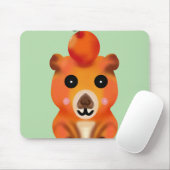 Cute Fuzzy Capybara with Orange | Kawaii Animal Ar Mousepad (Mit Mouse)