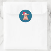 Cute G With Santa Claus Hat Christmas Long Sleeve  Runder Aufkleber (Tasche)