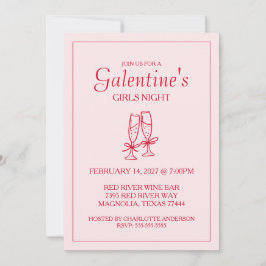 Cute Galentine's Day XOXO Pink Red Feiertagskarte