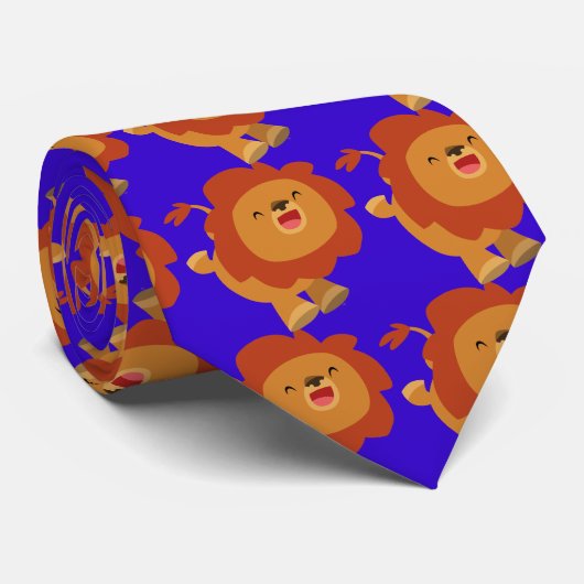 Cute Gamboling Cartoon Lion Lion Tie Krawatte (Gerollt)