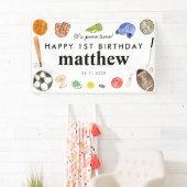 Cute Game Time Sports Balls Kids Birthday Welcome Banner (Insitu)