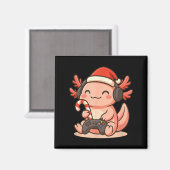 Cute Gamer Axolotl Christmas Design Magnet (Vorderseite/Rückseite)
