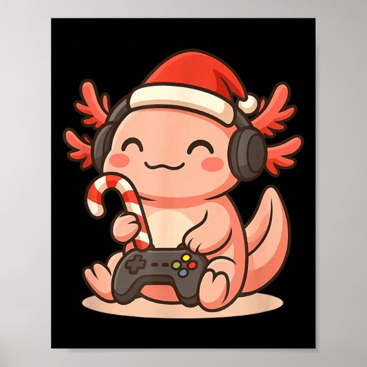 Cute Gamer Axolotl Christmas Design  Poster (Vorne)
