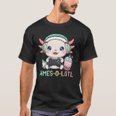 Cute Gamer Axolotl with Boba Art T-Shirt (Vorderseite)