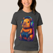Cute Gamer Capybara — with Headset & Controller Tri-Blend Shirt (Vorderseite)