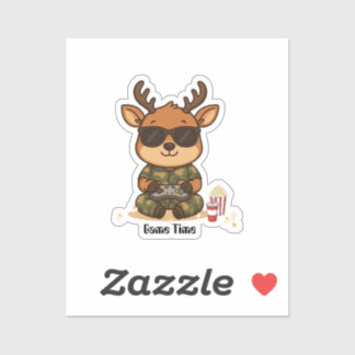 Cute Gamer Deer “Game Time” Accent  Aufkleber