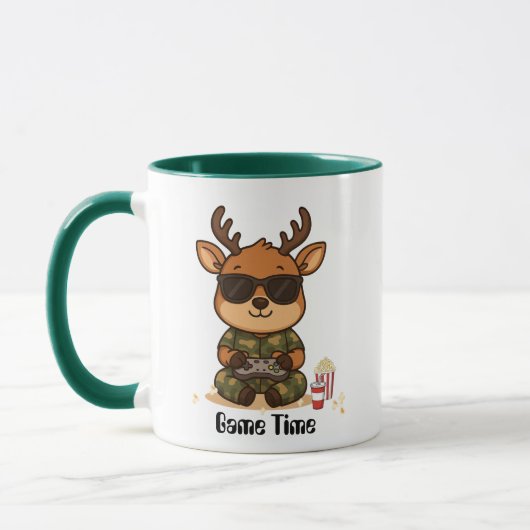 Cute Gamer Deer “Game Time” Accent Mug Tasse (Links)