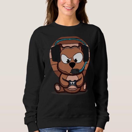 Cute Gamer Dog Gaming Pitbull Puppy Video Gamer Do Sweatshirt (Vorderseite)