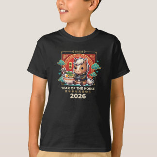 Cute Gamer Horse Ramen Year Of The Horse 2026 T-Shirt
