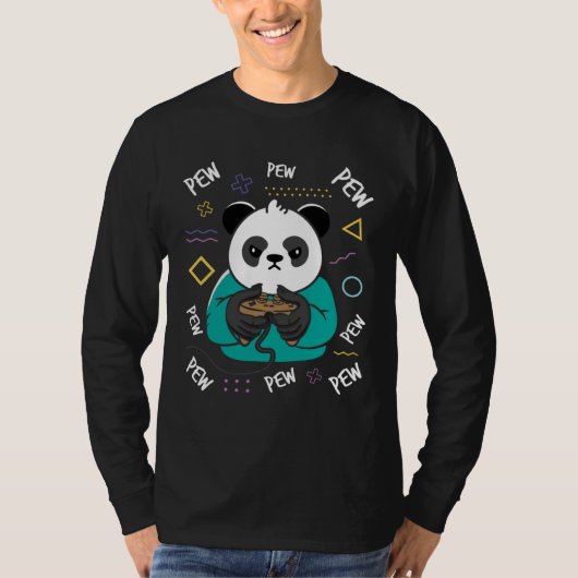Cute Gamer Panda Bear With Gaming Controller T-Shirt (Vorderseite)