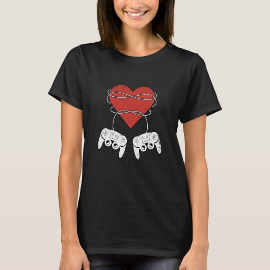 Cute Gaming Gamer Heart Video game Controller Vale T-Shirt (Vorderseite)