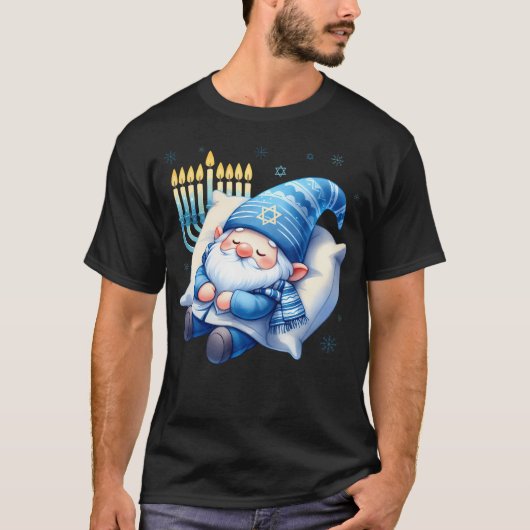 Cute Garden Gnome Jewish Hanukkah Sleeping T-Shirt (Vorderseite)