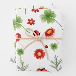 Cute Garden little ladybug baby shower Geschenkpapier Set