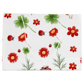 Cute Garden little ladybug baby shower Große Geschenktüte (Rückseite)