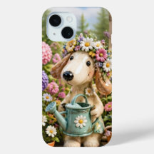 Cute Garden Puppy Dog with Flower Crown
