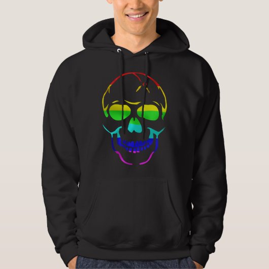 Cute Gay Pride Rainbow Flag Sugar Skull Hoodie (Vorderseite)