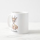 Cute Gazelle Reading a Book Custom Kaffeetasse (Vorderseite Links)