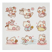 Cute Geisha-style cat Poster (Vorderseite)