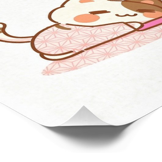 Cute Geisha-style cat Poster (Ecke)