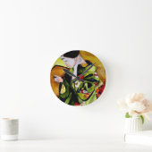 Cute Geisha with green kimono original art Runde Wanduhr (Zuhause)