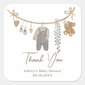 Cute gender neutral boho baby shower thank you quadratischer aufkleber (Vorderseite)