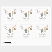 Cute gender neutral boho baby shower thank you quadratischer aufkleber (Blatt)