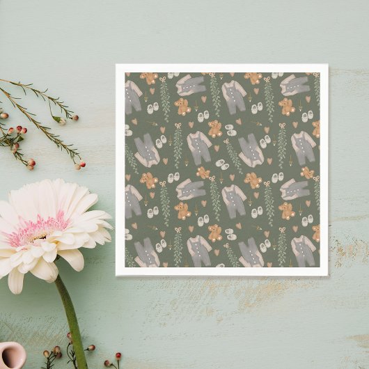 Cute gender neutral clothes boho baby shower serviette