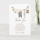 Cute gender neutral line boho baby shower dankeskarte (Vorderseite)